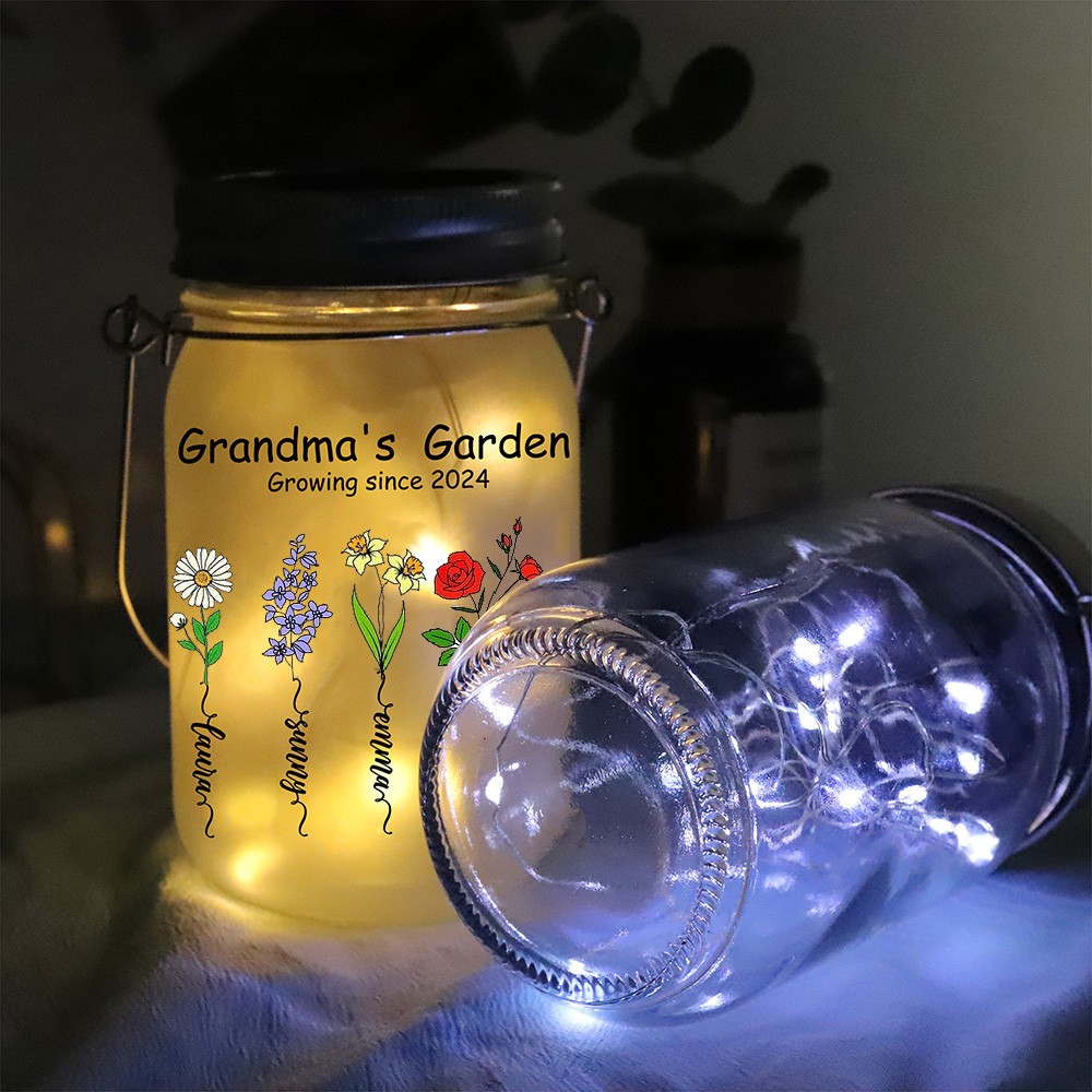 Personalized Mama's Garden Mason Jar Light Mother's Day Gift
