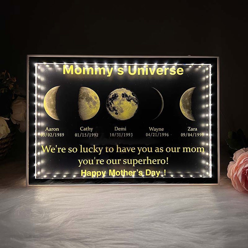 Multi Moon Phase Mirror Lamp Mother's Day Gift