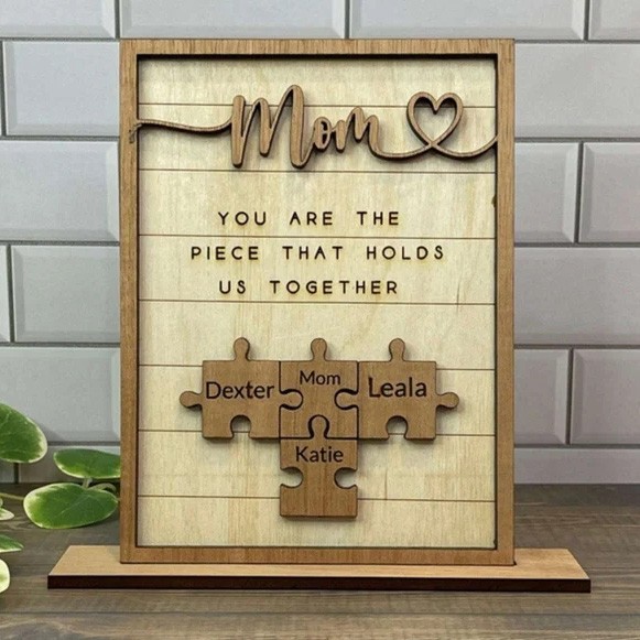 [60% OFF Today]Handmade Personalized Wood Mom Puzzle Sign | Mom You Are The Piece That Holds Us Together | Mother's Day Gift
