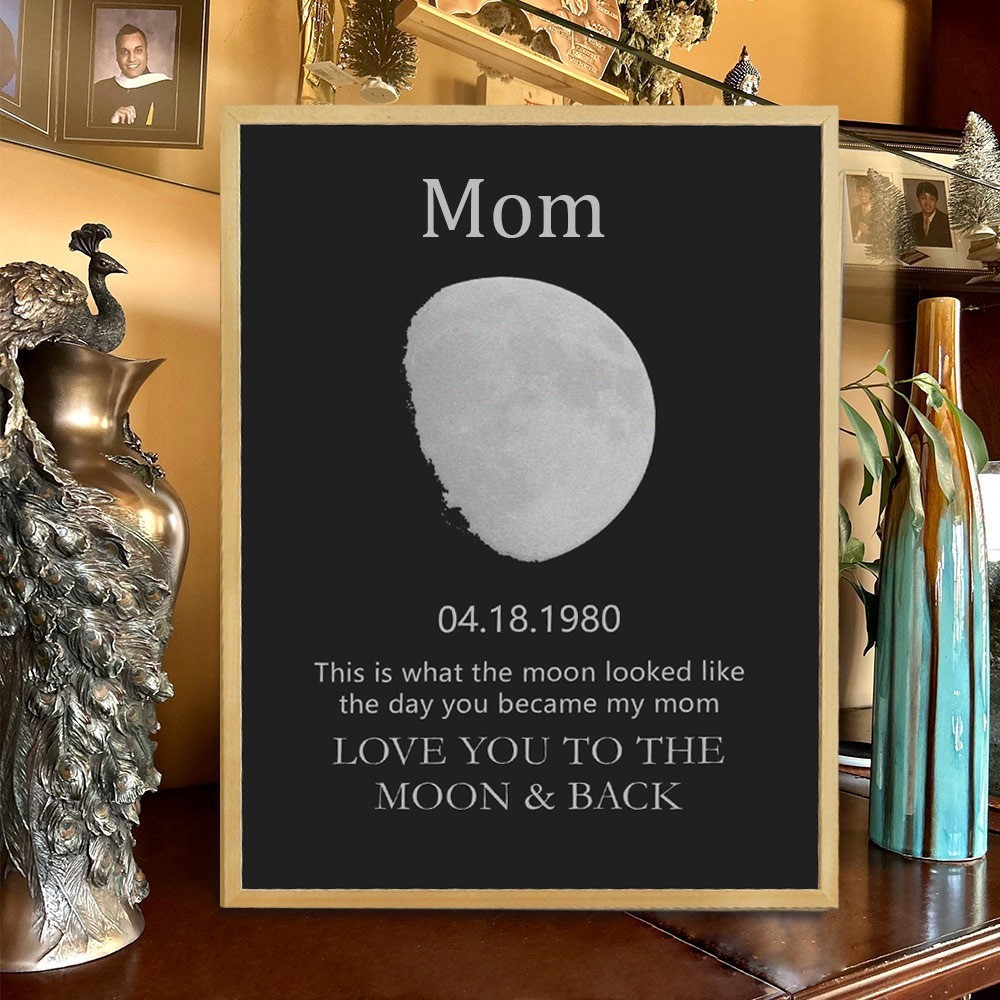Personalized Moon Phase Wood Frame Mother's Day Gift