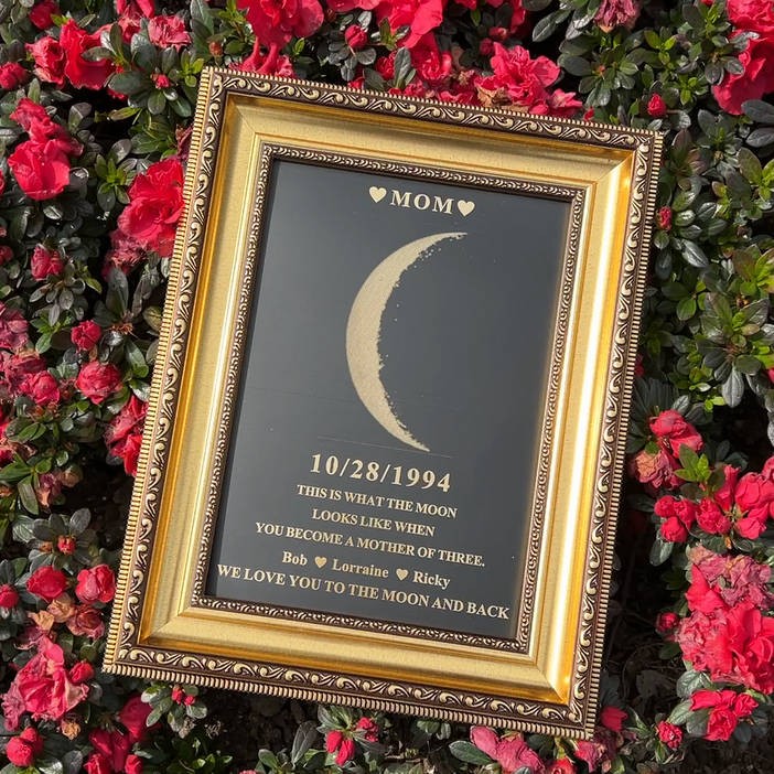 Personalized Moon Phase Wood Frame Mother's Day Gift