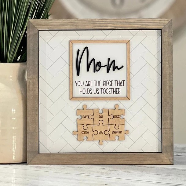 [60% OFF Today] Handmade Personalized Wood Mom Puzzle Sign | Mom You Are The Piece That Holds Us Together | Mother's Day Gift