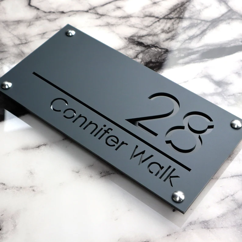 Customized Precision Laser Cut Acrylic House Wall Signs Door Numbers