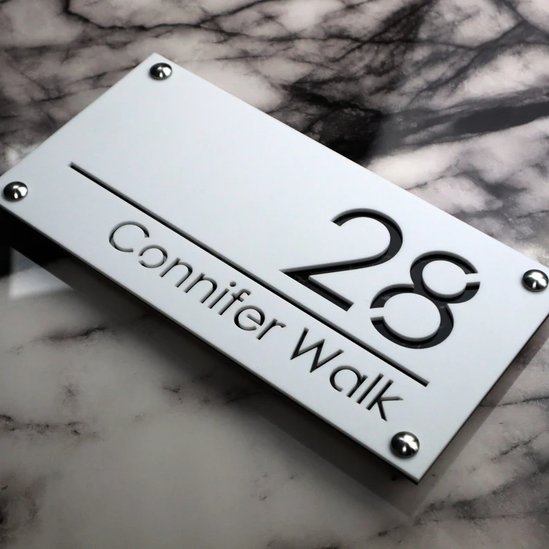 Customized Precision Laser Cut Acrylic House Wall Signs Door Numbers