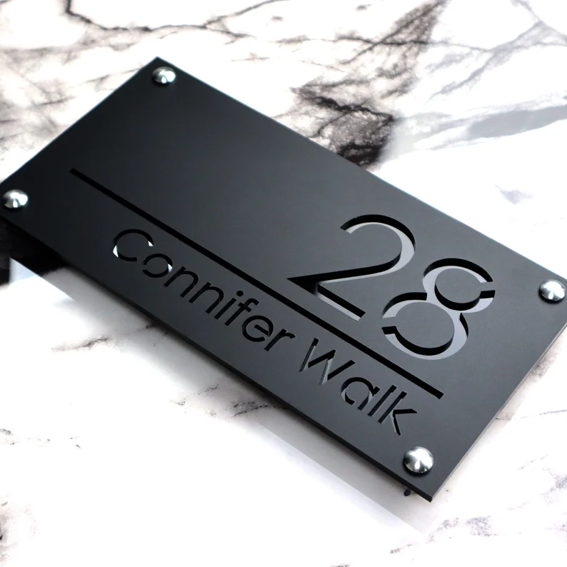Customized Precision Laser Cut Acrylic House Wall Signs Door Numbers