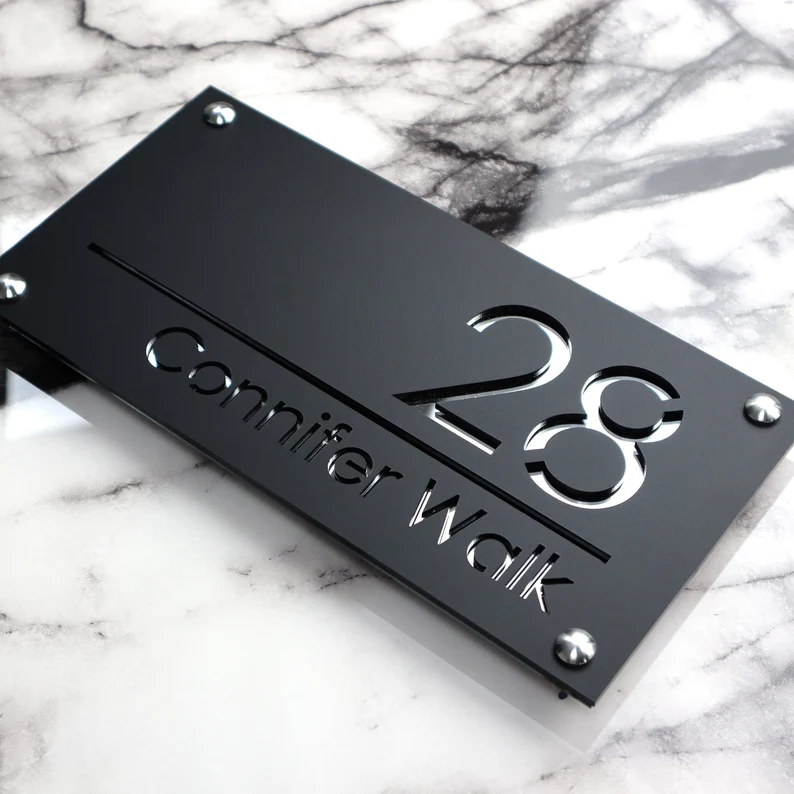 Customized Precision Laser Cut Acrylic House Wall Signs Door Numbers