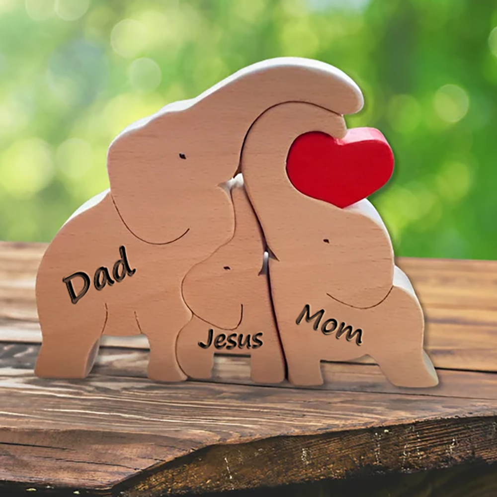 Personalized Wooden Elephants Family Puzzle Family Keepsake Gifts Mother's Day Gift Ideas