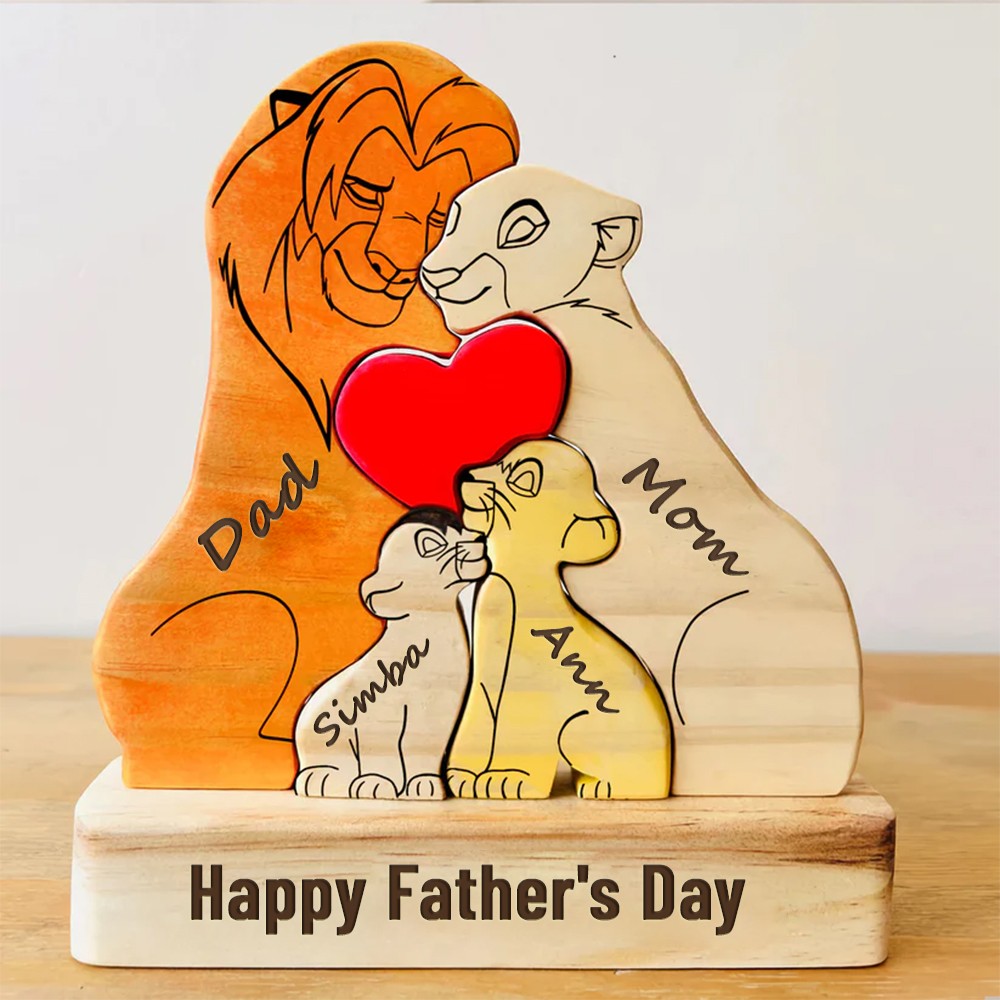 Personalized Wooden Lions Family Puzzle Family Keepsake Gifts Father's Day Gift Ideas