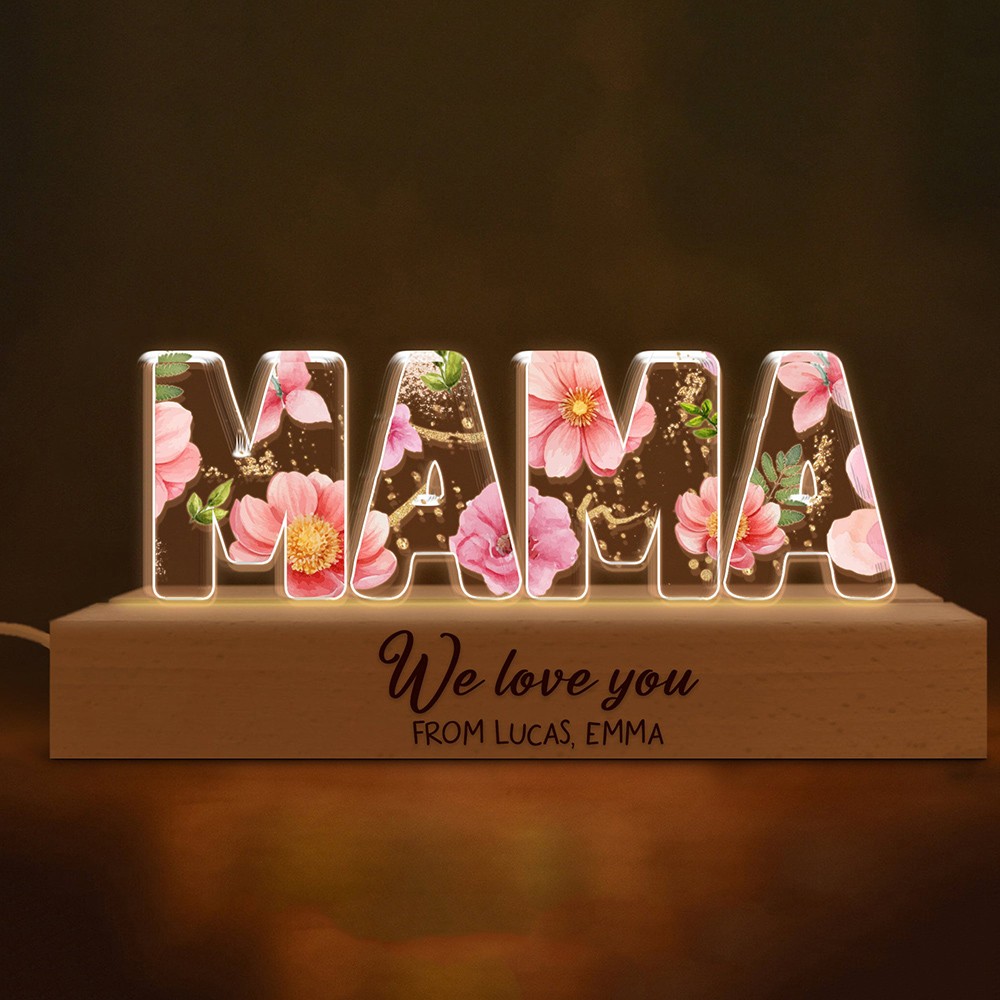 Personalized Dried Flower Resin Lamp Mother's Day Gift 