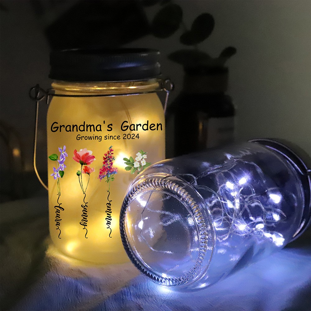 Personalized Mama's Garden Mason Jar Light Mother's Day Gift