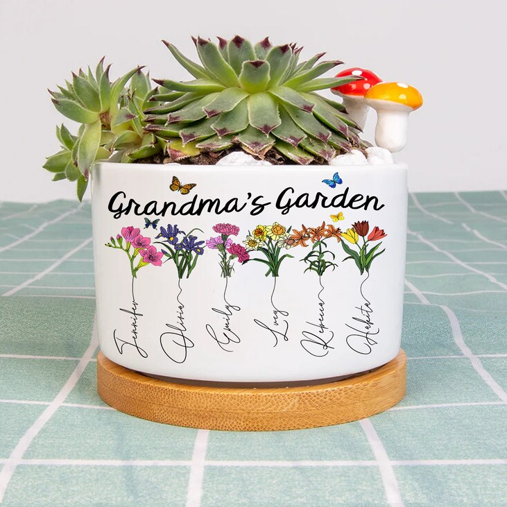 Personalized Grandma's Garden Birth Month Flower Pot Gift Ideas For Grandma Mother's Day