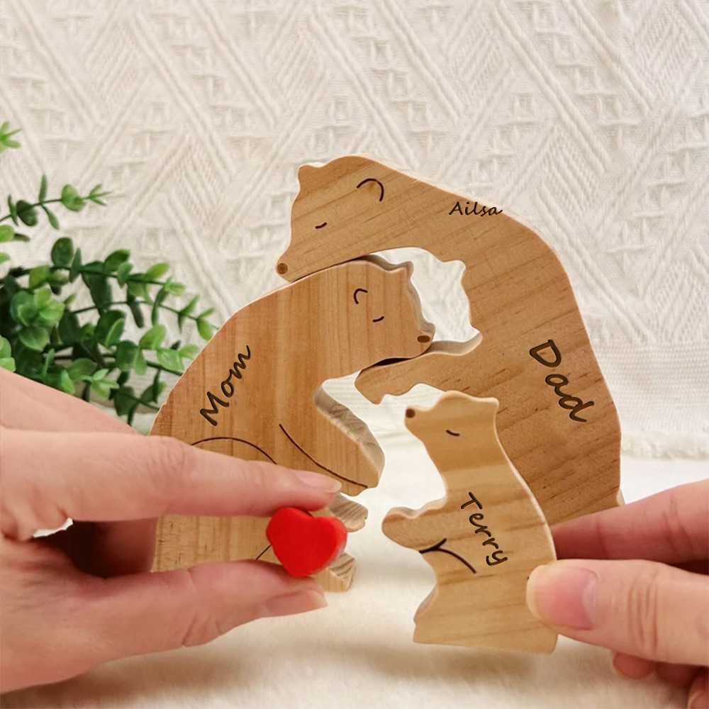 Personalized Wooden Bear Family Puzzle Family Keepsake Gifts Mother's Day Gift Ideas