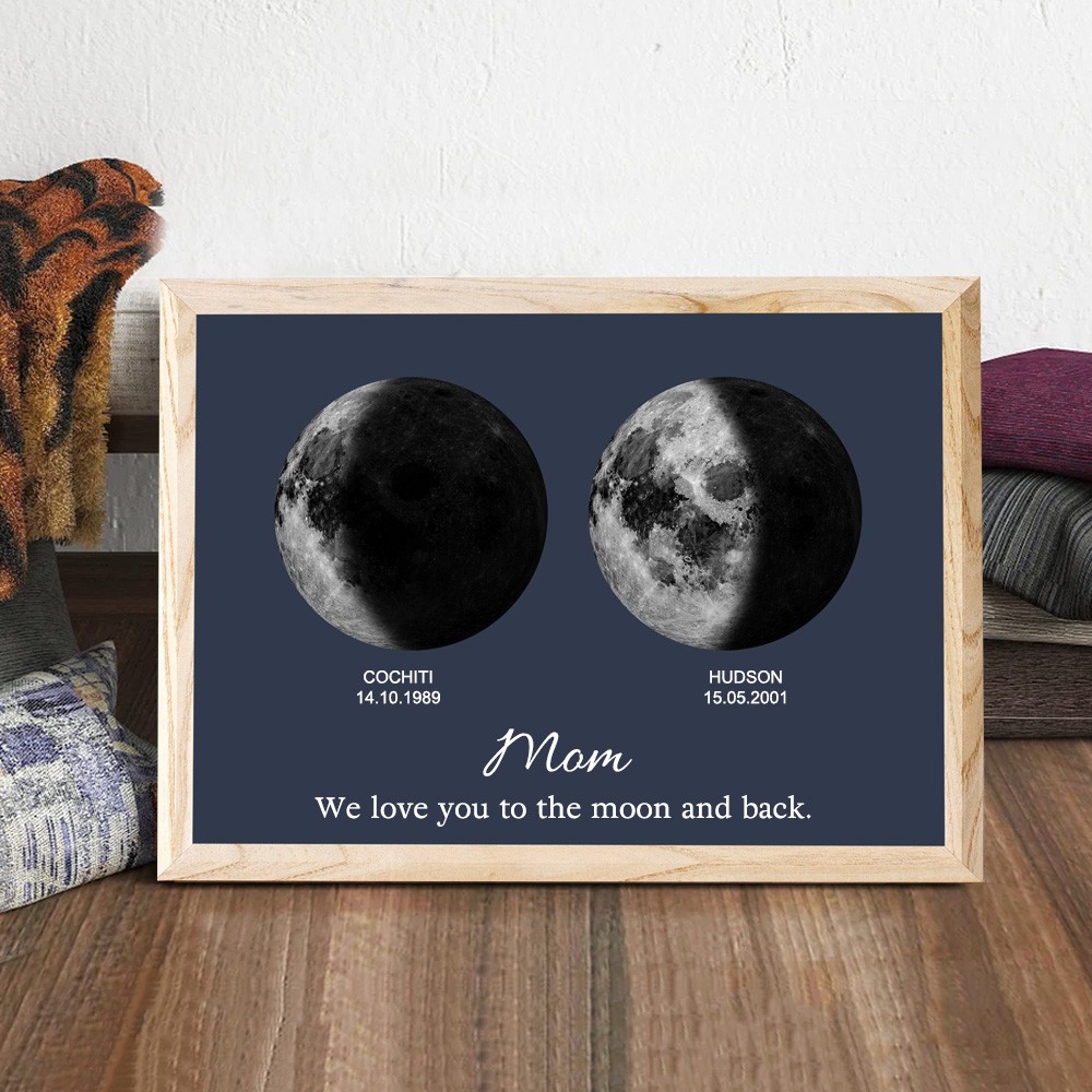 Personalized Moon Phase Wood Frame Mother's Day Gift