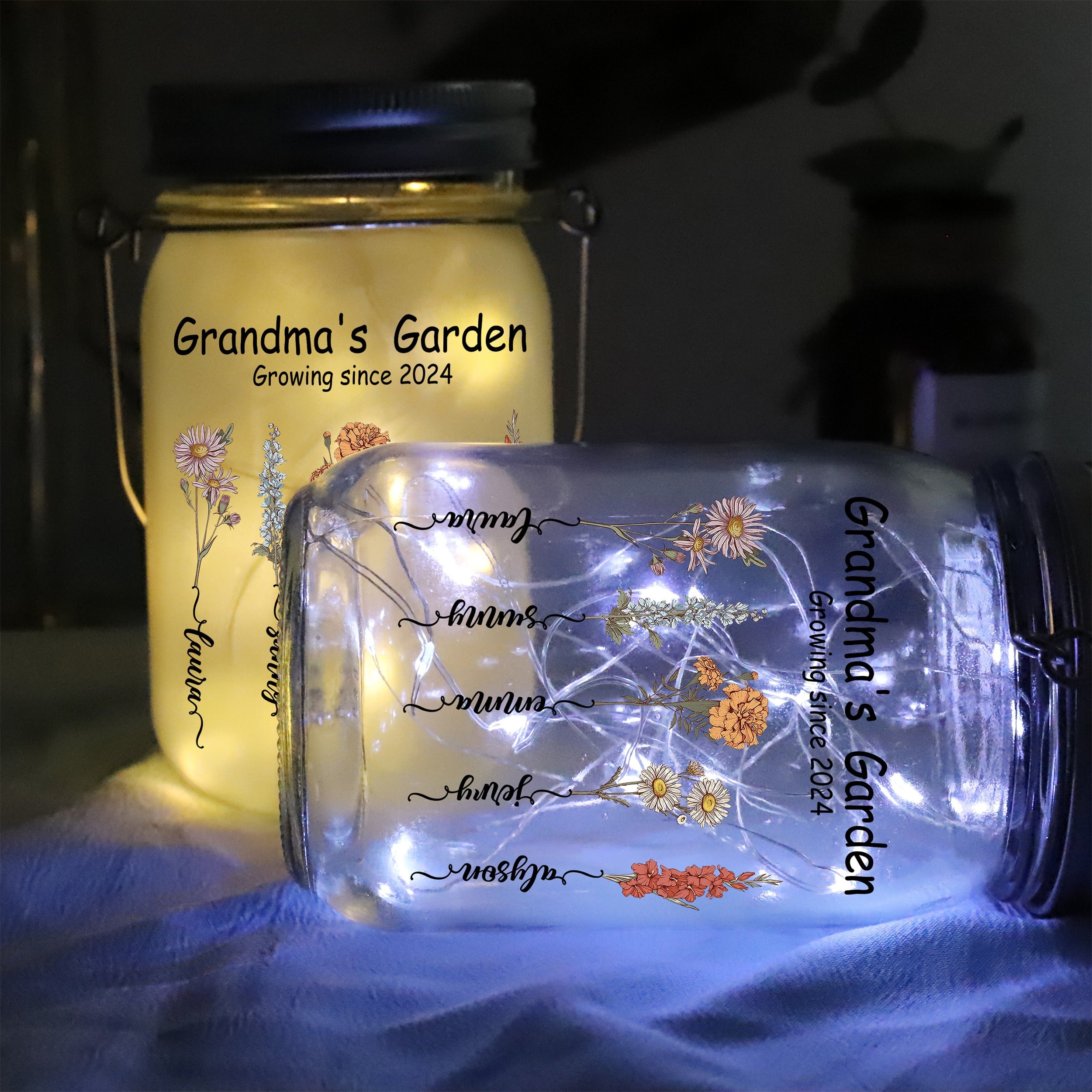 Personalized Mama's Garden Mason Jar Light Mother's Day Gift