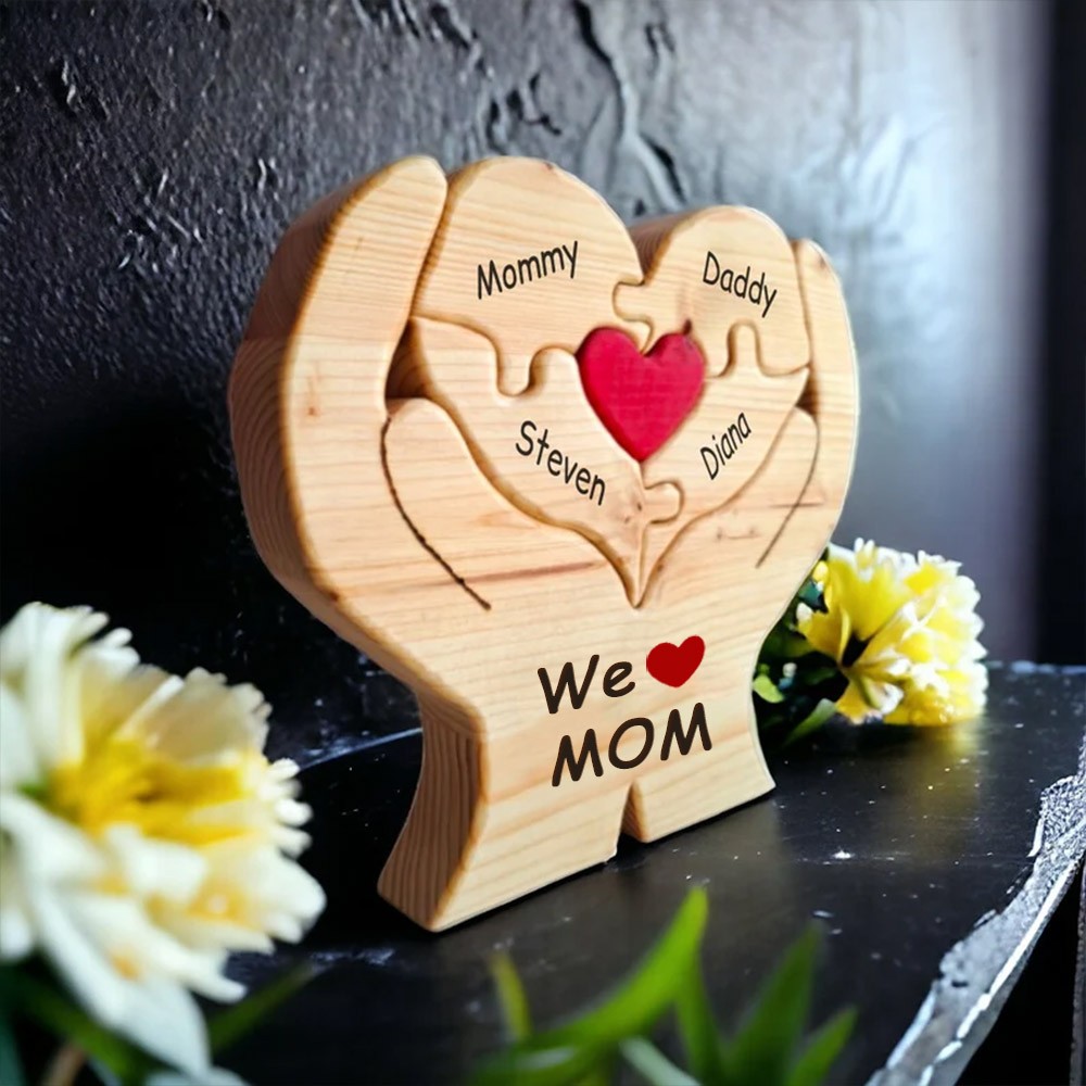 Personalized Wooden Heart Family Puzzle Family Keepsake Gifts Mother's Day Gift Ideas
