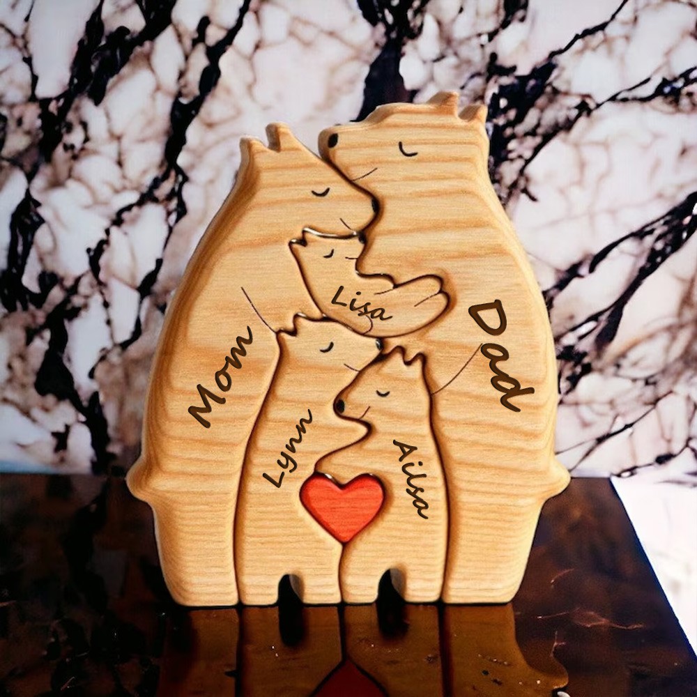 Personalized Wooden Bear Family Puzzle Family Keepsake Gifts Mother's Day Gift Ideas