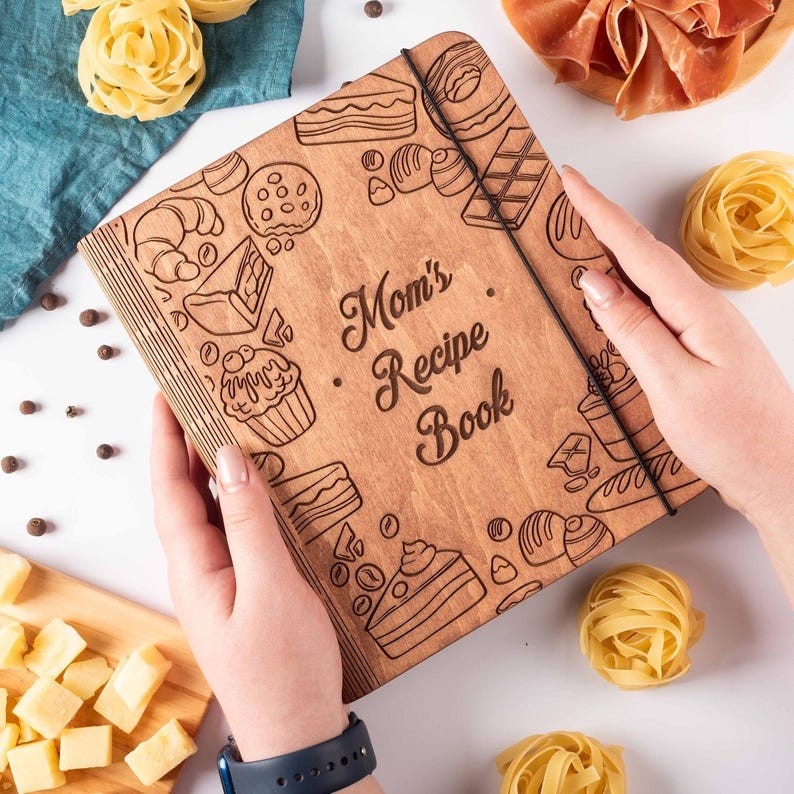 [Series 1]Personalized Recipe Book Wooden Binder Mom Birthday Gifts Christmas Gifts