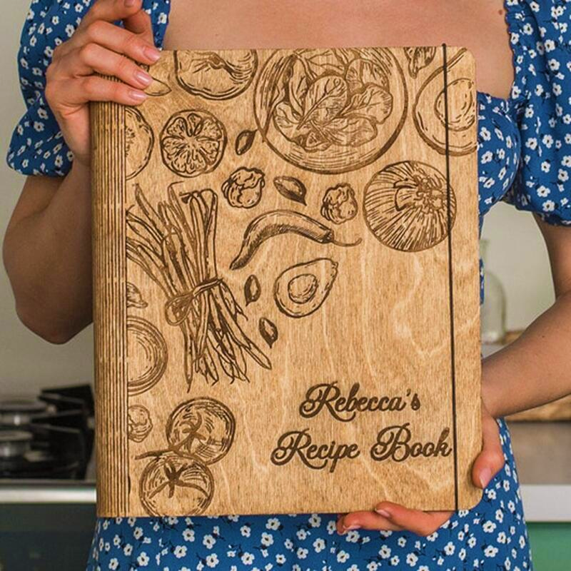 BEST SELLER❤️❤️❤️ Personalized Family Wooden Recipe Book, Filled With Love & Memories Ideal Gifts for Grandma or Mom | Cover Style-P48