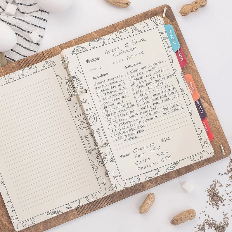 [Series 2]Personalized Recipe Book Wooden Binder Mom Birthday Gifts Christmas Gifts