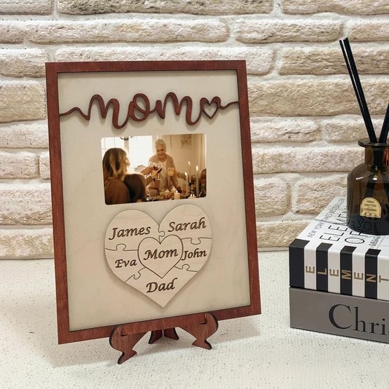 Handmade Personalized Wood Mom Puzzle Sign | Mom You Are The Piece That Holds Us Together | Mother's Day Gift