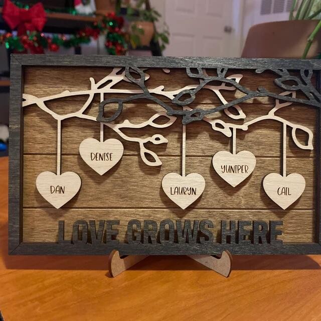 Personalized Family Tree Wood Sign With Kids Name Gift for Your Mom or Grandma on Thanksgiving or Christmas!