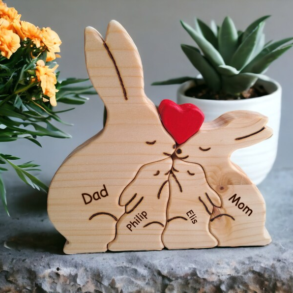 Personalized Wooden Rabbit Family Puzzle Family Keepsake Gifts Mother's Day Gift Ideas