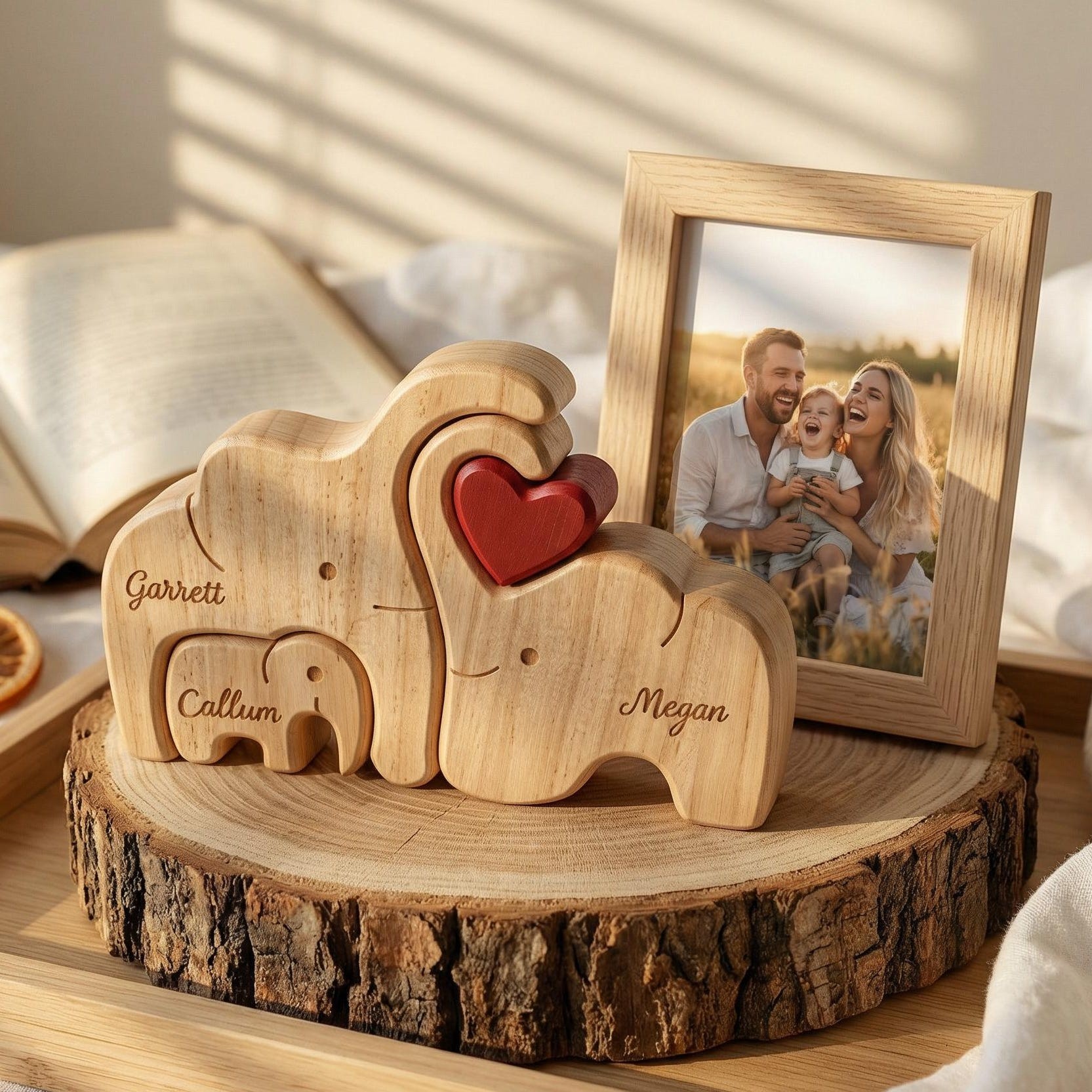 Personalized Wooden Elephants Family Puzzle Family Keepsake Gifts Mother's Day Gift