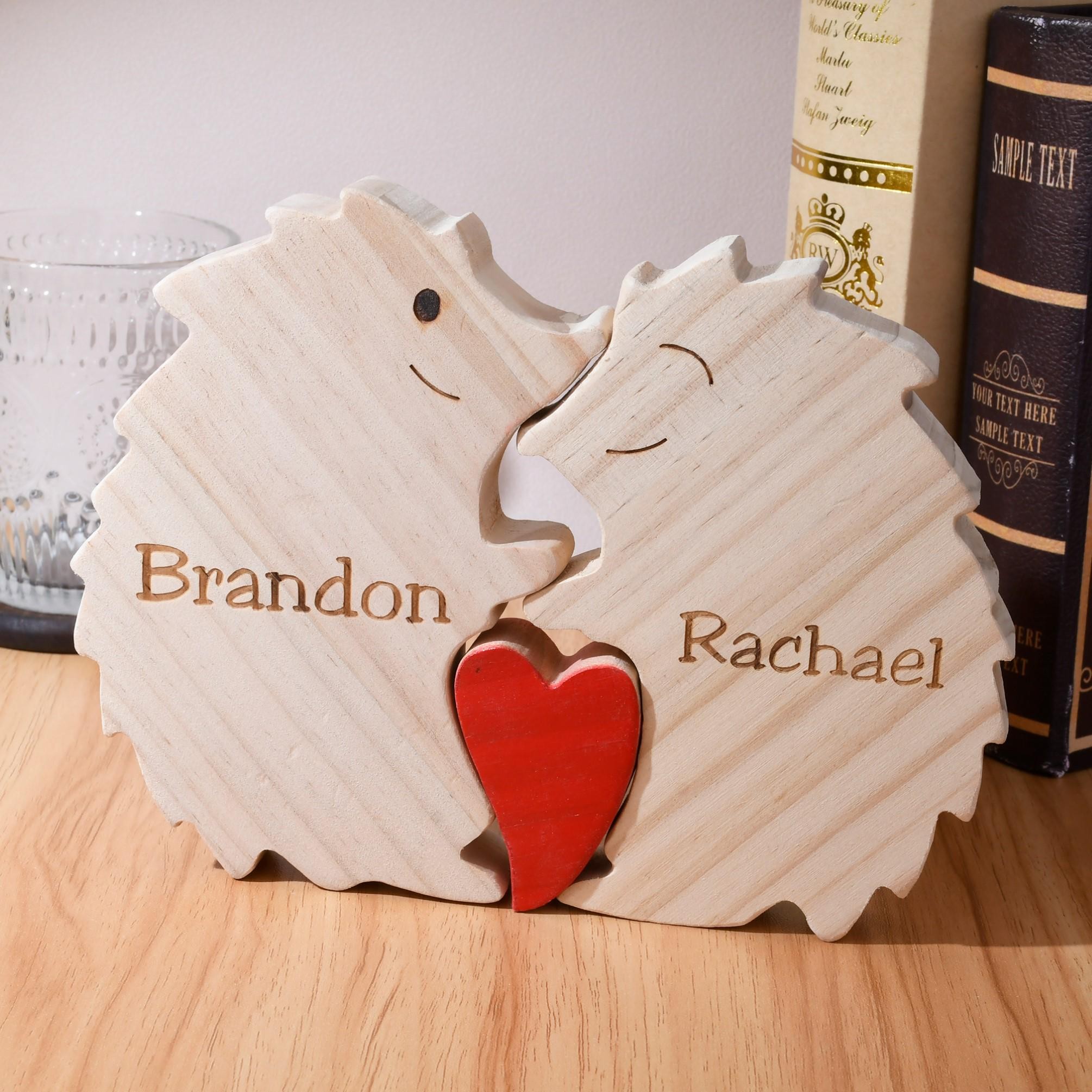 Personalized Wooden Hedgehogs Family Puzzle Family Keepsake Gifts Mother's Day Gift Ideas