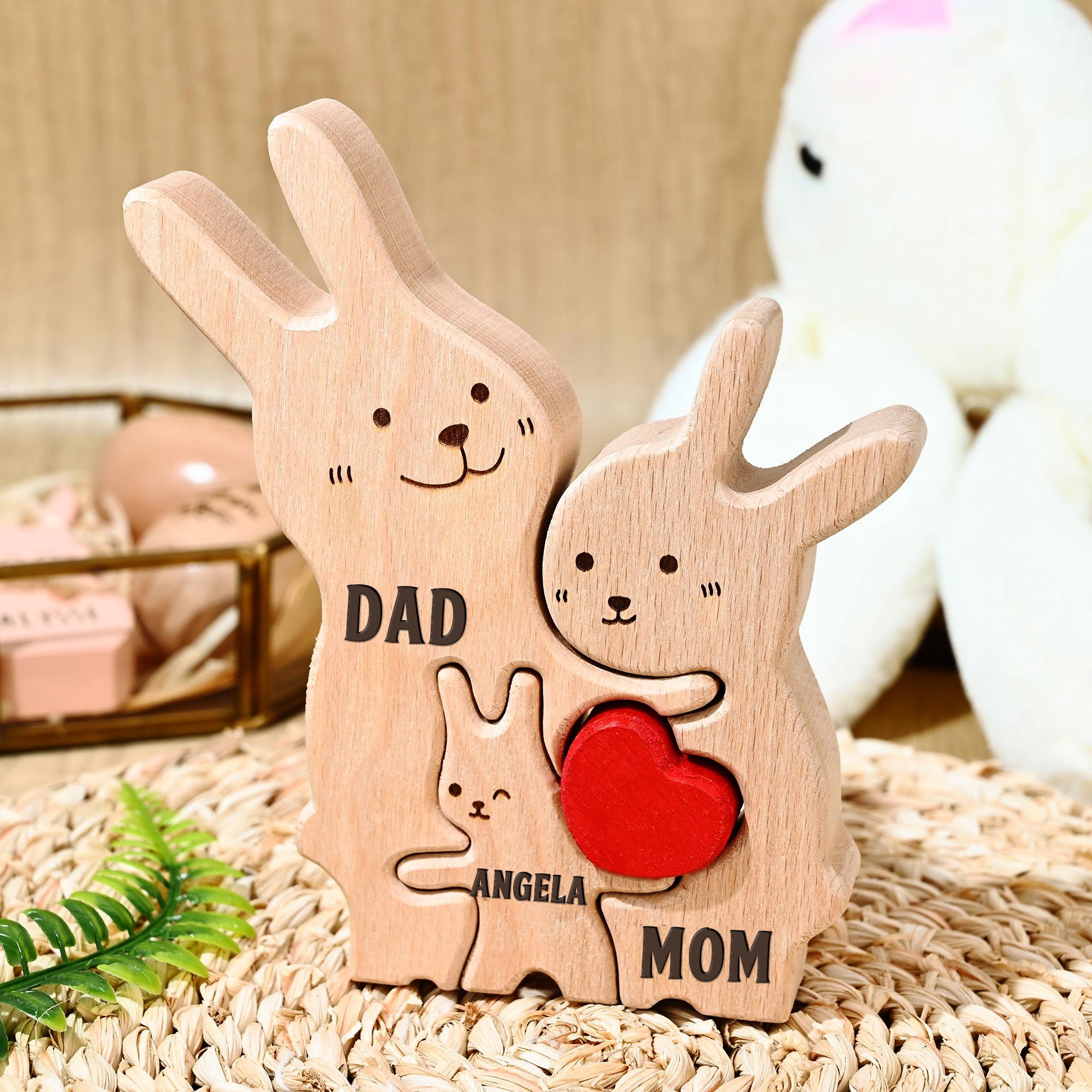 Personalized Wooden Bunnies Family Puzzle Family Keepsake Gifts Mother's Day Gift Ideas