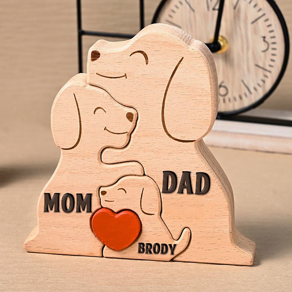 Personalized Wooden Dogs Family Puzzle Family Keepsake Gifts Mother's Day Gift Ideas