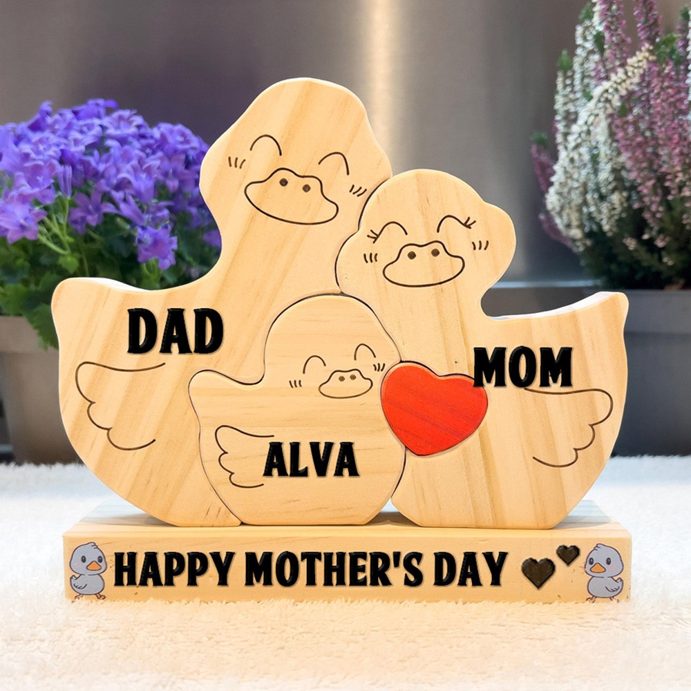 Personalized Wooden Duck Family Puzzle Family Keepsake Gifts Mother's Day Gift Ideas