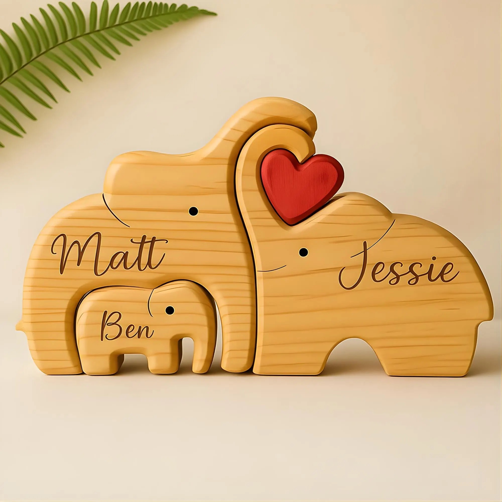 Personalized Wooden Elephant Family Puzzle Family Keepsake Gifts Mother's Day Gift Ideas