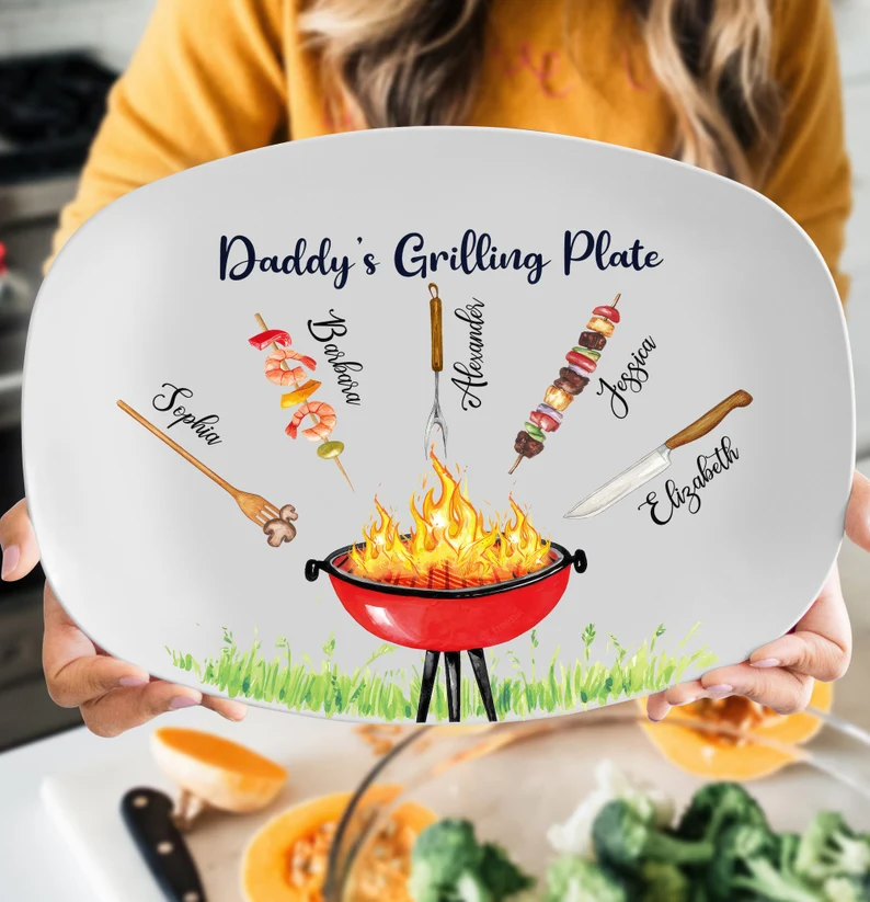 Personalized Daddy's Grilling Plate Father's Day Gift