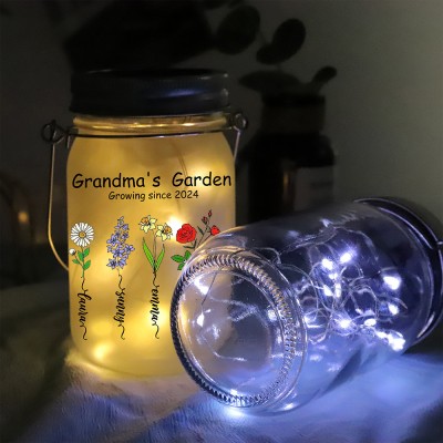 Personalized Mama's Garden Mason Jar Light Mother's Day Gift