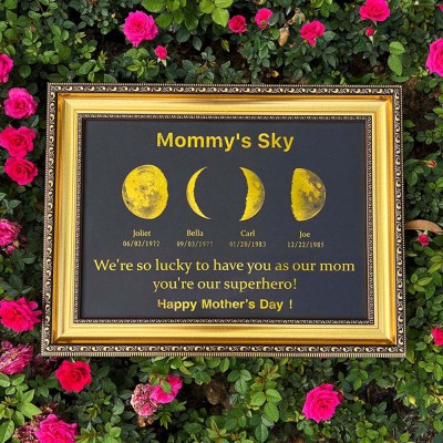 Personalized Moon Phase Wood Frame Mother's Day Gift