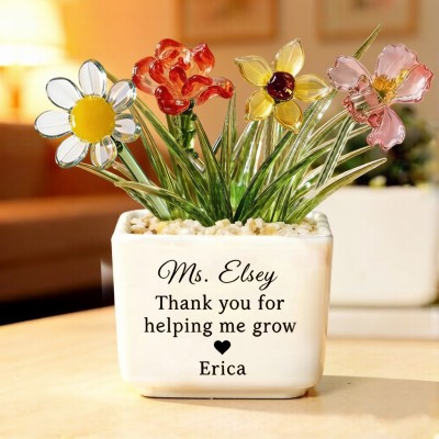 Handmade Stained Glass Potted Succulents, Glass Flower Ornaments, Mother's Day Gifts, Glass Flower Ornament for Mom