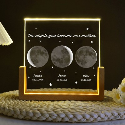 Personalised Moon Phase Led Light Frame Mother's Day Gift