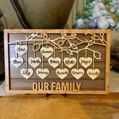 Personalized Family Tree Wood Sign With Kids Name Gift for Your Mom or Grandma on Thanksgiving or Christmas!