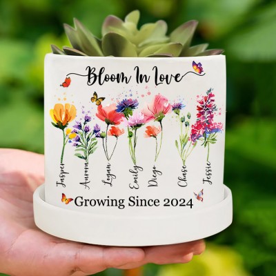 Custom Birth Month Flower Plant Pot Grandma's Garden Plant Pot Mother's Day Gift