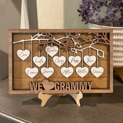 Personalized Family Tree Wood Sign With Kids Name Gift for Your Mom or Grandma on Thanksgiving or Christmas!