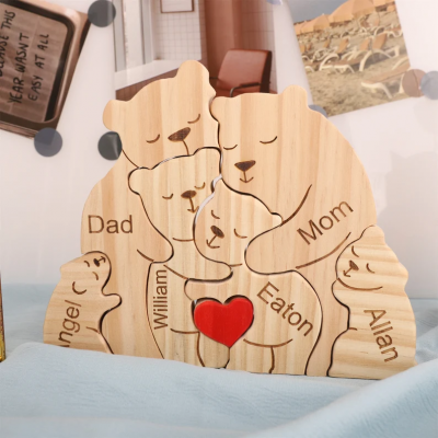 Personalized Wooden Bear Family Puzzle Family Keepsake Gifts Mother's Day Gift Ideas