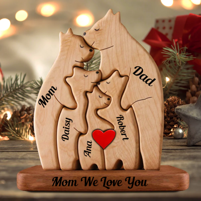 Personalized Wooden Bear Family Puzzle Family Keepsake Gifts Mother's Day Gift Ideas