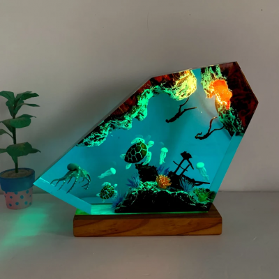 Octopus with Turtles and Diver Resin Night Lights Ideal Gifts for Halloween Christmas