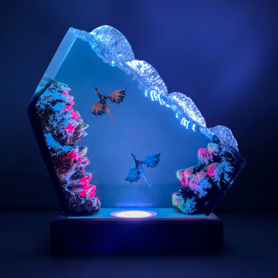 Fire Dragon and Ice Dragon Resin Night Light Ideal Gift for Halloween Christmas