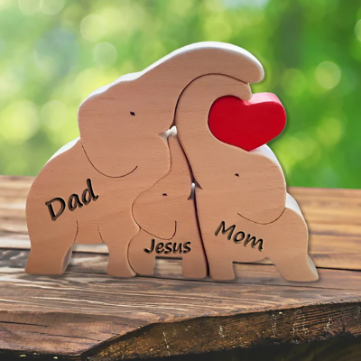 Personalized Wooden Elephants Family Puzzle Family Keepsake Gifts Mother's Day Gift Ideas