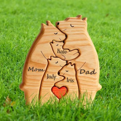 Personalized Wooden Bear Family Puzzle Family Keepsake Gifts Mother's Day Gift Ideas
