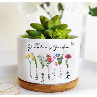 Personalized Grandma's Garden Birth Month Flower Pot Gift Ideas For Grandma Mother's Day