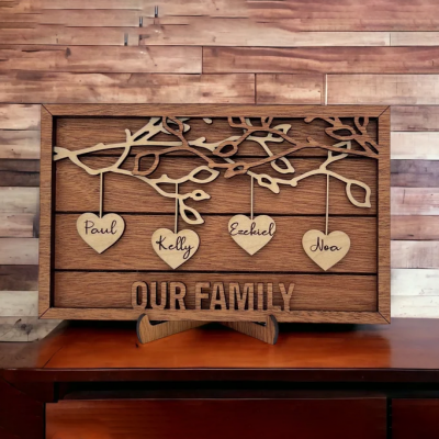 Personalized Family Tree Wood Sign With Kids Name Gift for Your Mom or Grandma on Thanksgiving or Christmas!