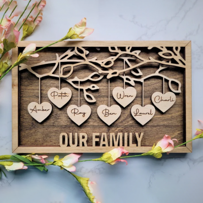 Personalized Family Tree Wood Sign With Kids Name Gift for Your Mom or Grandma on Thanksgiving or Christmas!