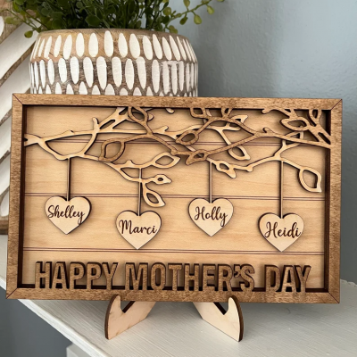 Personalized Family Tree Wood Sign With Kids Name Gift for Your Mom or Grandma on Thanksgiving or Christmas!